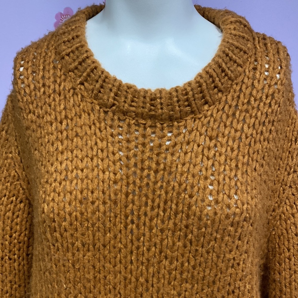 Charlotte Russe Burnt Orange Copper Knitted Sweater Long Sleeves Women's Size M - Picture 2 of 10